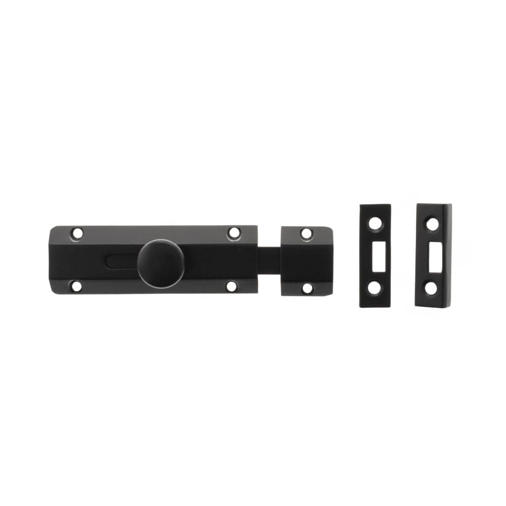Atlantic Hardware Accessories Matt Black / Straight Surface Bolts / 100mm / 4" Atlantic Solid Brass Surface Door Bolt 4" - Matt Black