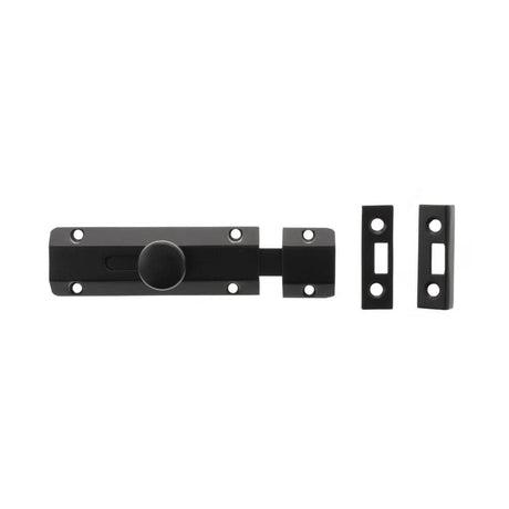 Atlantic Hardware Accessories Matt Black / Straight Surface Bolts / 100mm / 4" Atlantic Solid Brass Surface Door Bolt 4" - Matt Black
