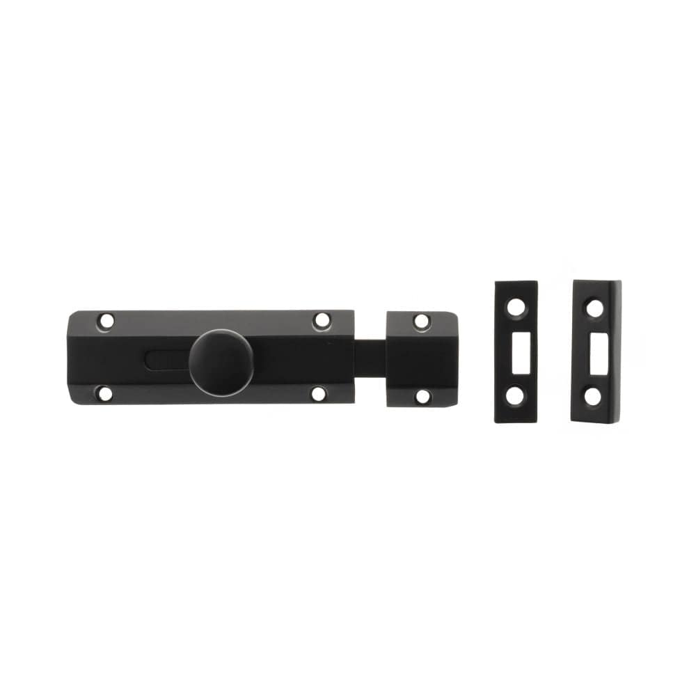 Atlantic Hardware Accessories Matt Black / Straight Surface Bolts / 100mm / 4" Atlantic Solid Brass Surface Door Bolt 4" - Matt Black