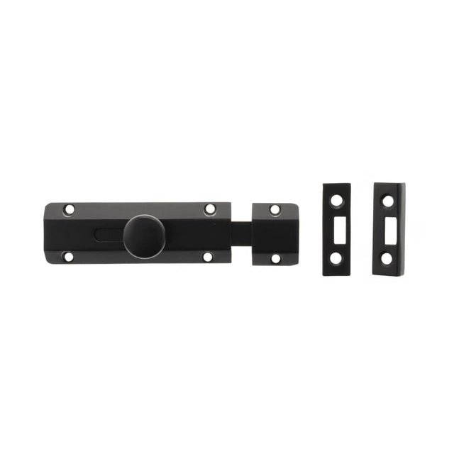 Atlantic Hardware Accessories Matt Black / Straight Surface Bolts / 100mm / 4" Atlantic Solid Brass Surface Door Bolt 4" - Matt Black