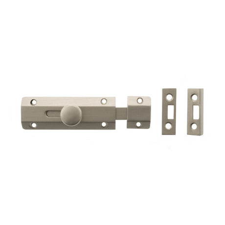 Atlantic Hardware Accessories Satin Nickel / Straight Surface Bolts / 100mm / 4" Atlantic Solid Brass Surface Door Bolt 4" - Sat. Nickel