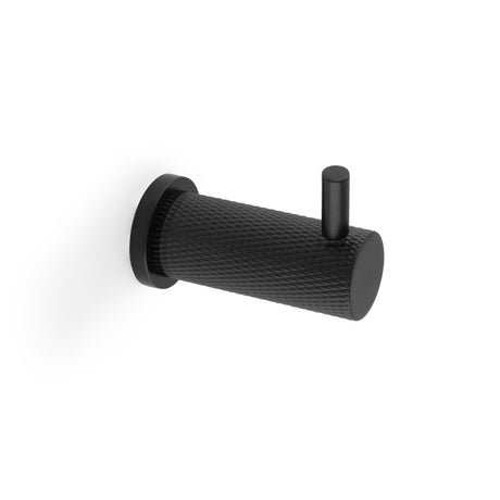 This is an image showing Alexander & Wilks Brunel Knurled Coat Hook - Black aw775bl available to order from Trade Door Handles in Kendal, quick delivery and discounted prices.