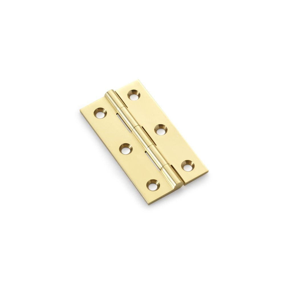 This is an image showing Alexander & Wilks Heavy Pattern Solid Brass Cabinet Butt Hinge - Polished Brass - 2.5" aw064-ch-pb available to order from Trade Door Handles in Kendal, quick delivery and discounted prices.