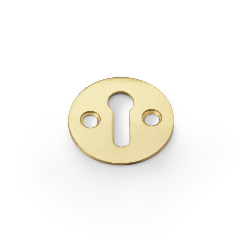 This is an image showing Alexander & Wilks Victorian Standard Profile Escutcheon - Satin Brass aw399sb available to order from Trade Door Handles in Kendal, quick delivery and discounted prices.