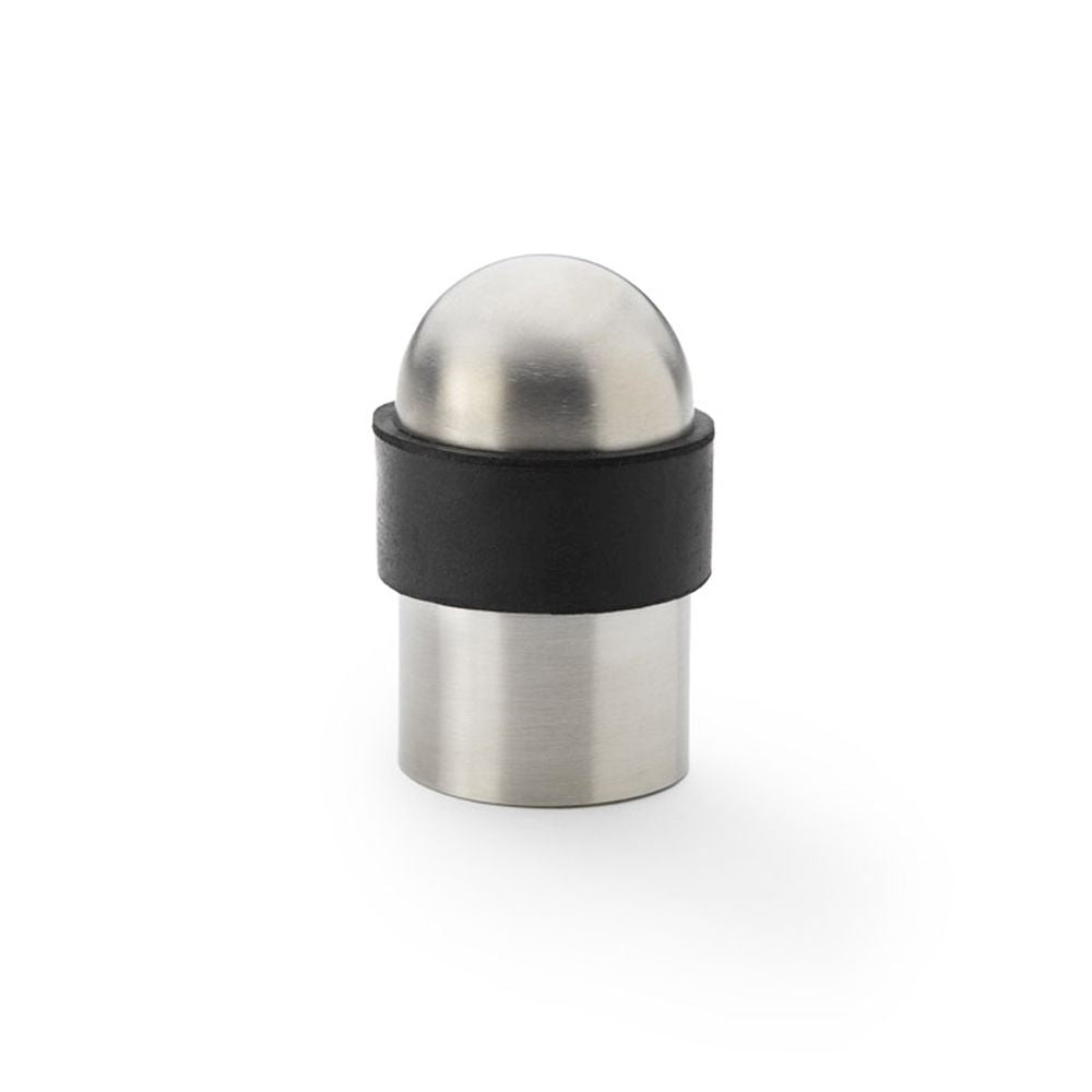 This is an image showing Alexander & Wilks Floor Mounted Dome Top Cylinder Door Stop - Satin Stainless Steel aw637sss available to order from Trade Door Handles in Kendal, quick delivery and discounted prices.