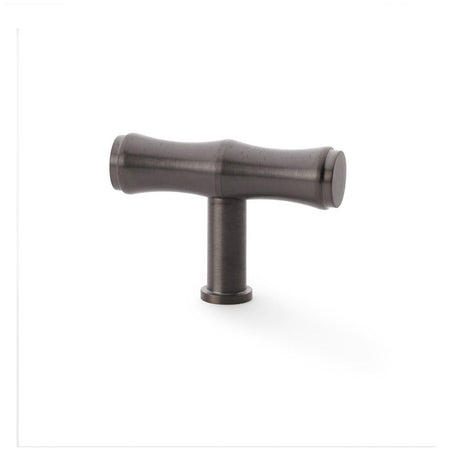 This is an image showing Alexander & Wilks Crispin Bamboo T-bar Cupboard Knob - Dark Bronze PVD aw801b-55-dbzpvd available to order from Trade Door Handles in Kendal, quick delivery and discounted prices.