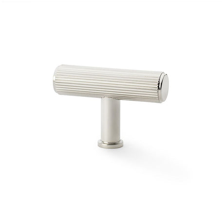 This is an image showing Alexander & Wilks Crispin Reeded T-bar Cupboard Knob - Polished Nickel aw801r-55-pn available to order from Trade Door Handles in Kendal, quick delivery and discounted prices.