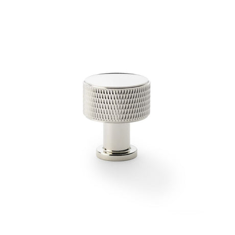 This is an image showing Alexander & Wilks Lucia Knurled Cupboard Knob - Polished Nickel - 29mm aw807k-29-pn available to order from Trade Door Handles in Kendal, quick delivery and discounted prices.