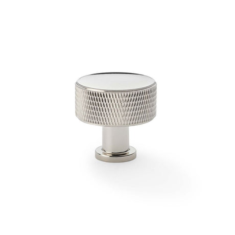 This is an image showing Alexander & Wilks Lucia Knurled Cupboard Knob - Polished Nickel - 35mm aw807k-35-pn available to order from Trade Door Handles in Kendal, quick delivery and discounted prices.