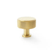 This is an image showing Alexander & Wilks Lucia Knurled Cupboard Knob - Satin Brass PVD - 35mm aw807k-35-sbpvd available to order from Trade Door Handles in Kendal, quick delivery and discounted prices.