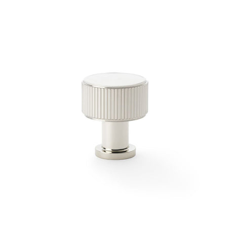 This is an image showing Alexander & Wilks Lucia Reeded Cupboard Knob - Polished Nickel- 29mm aw807r-29-pn available to order from Trade Door Handles in Kendal, quick delivery and discounted prices.