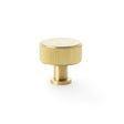 This is an image showing Alexander & Wilks Lucia Reeded Cupboard Knob - Satin Brass PVD - 35mm aw807r-35-sbpvd available to order from Trade Door Handles in Kendal, quick delivery and discounted prices.