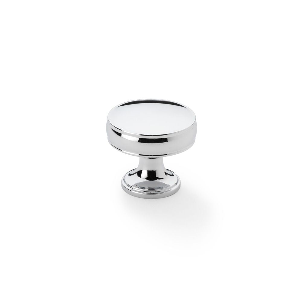 This is an image showing Alexander & Wilks Lynd Cupboard Knob - Polished Chrome - 32mm aw808-32-pc available to order from Trade Door Handles in Kendal, quick delivery and discounted prices.