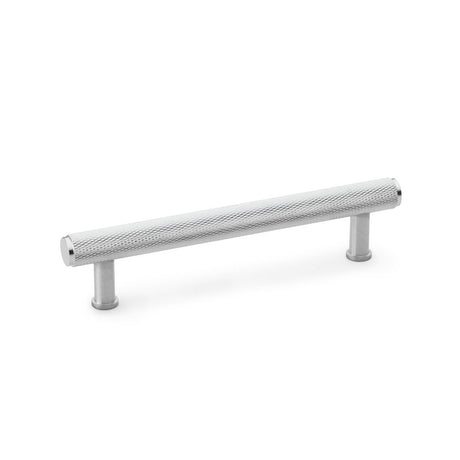 This is an image showing Alexander & Wilks Crispin Knurled T-bar Cupboard Pull Handle - Satin Chrome - Centres 128mm aw809-128-sc available to order from Trade Door Handles in Kendal, quick delivery and discounted prices.
