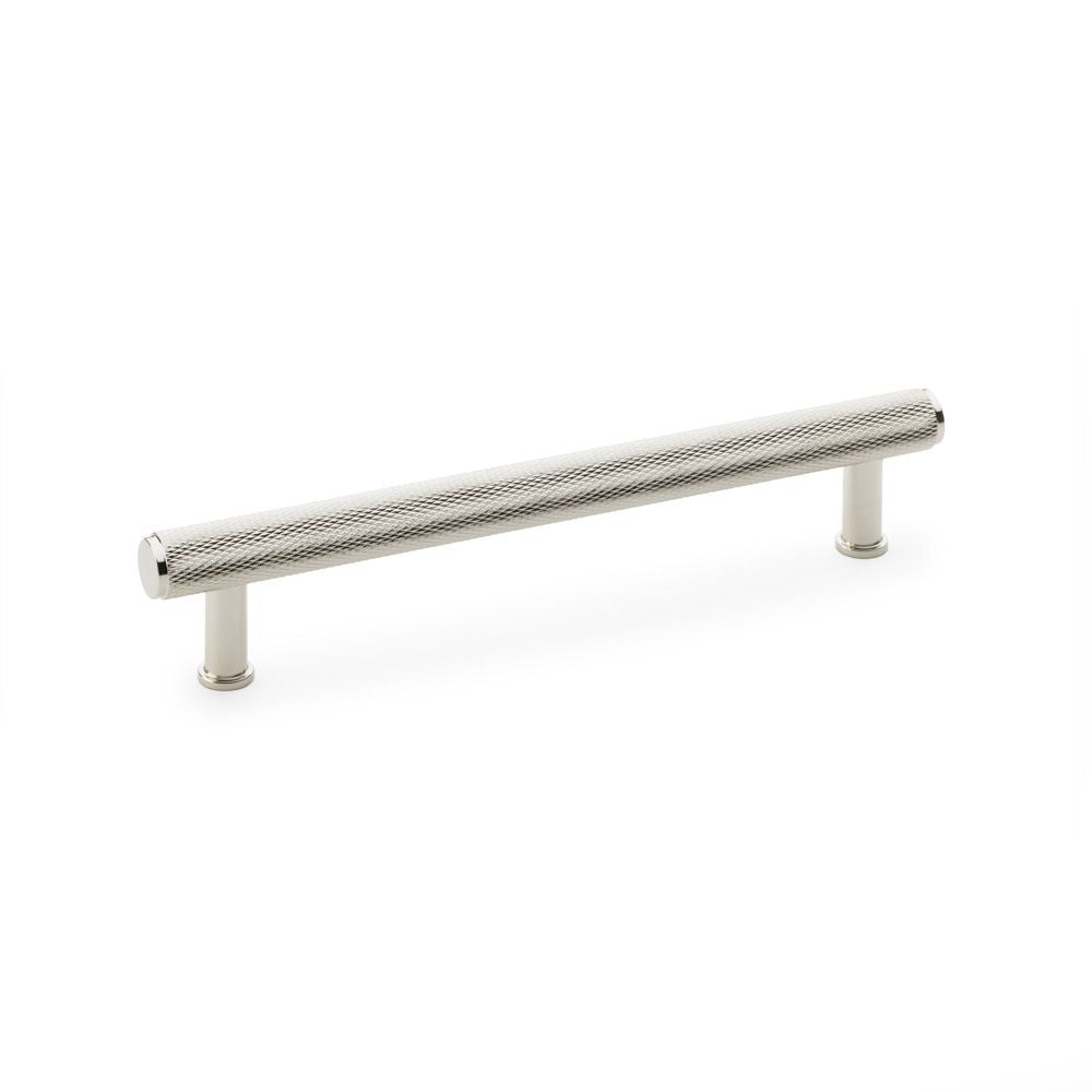 This is an image showing Alexander & Wilks Crispin Knurled T-bar Cupboard Pull Handle - Polished Nickel - Centres 160mm aw809-160-pn available to order from Trade Door Handles in Kendal, quick delivery and discounted prices.