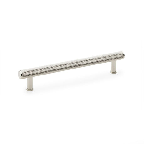 This is an image showing Alexander & Wilks Crispin Knurled T-bar Cupboard Pull Handle - Polished Nickel - Centres 160mm aw809-160-pn available to order from Trade Door Handles in Kendal, quick delivery and discounted prices.