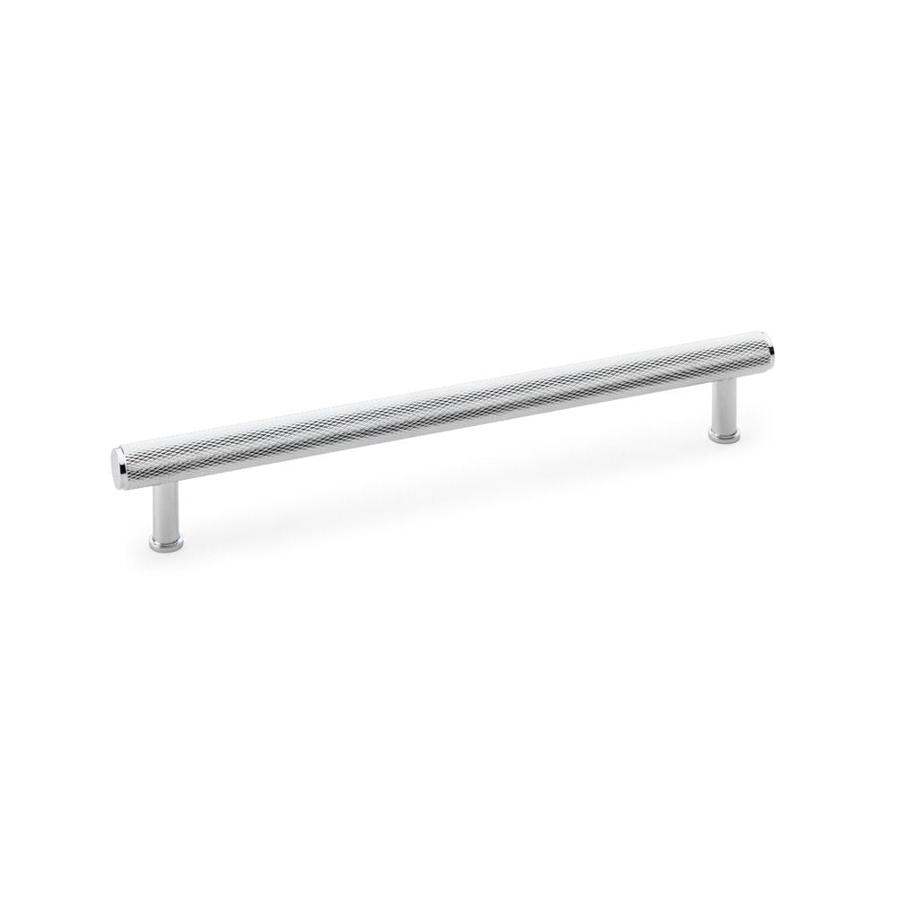 This is an image showing Alexander & Wilks Crispin Knurled T-bar Cupboard Pull Handle - Polished Chrome - Centres 224mm aw809-224-pc available to order from Trade Door Handles in Kendal, quick delivery and discounted prices.