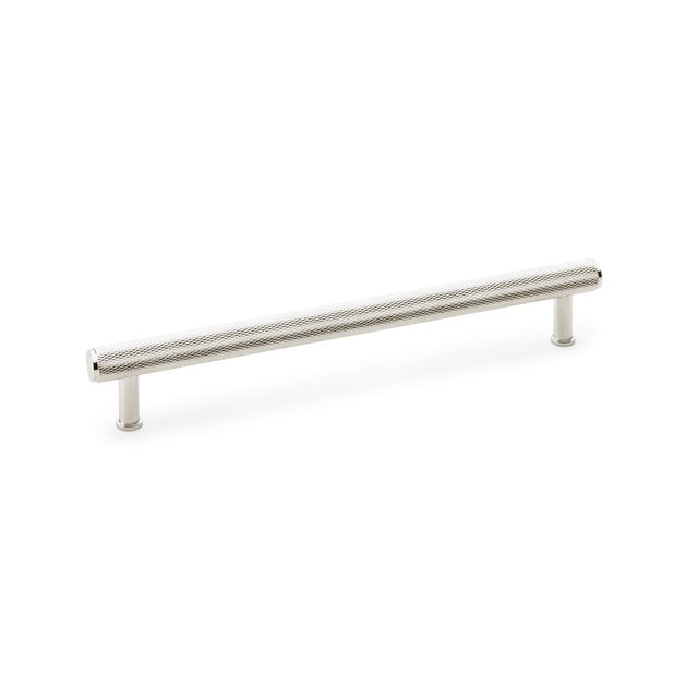 This is an image showing Alexander & Wilks Crispin Knurled T-bar Cupboard Pull Handle - Polished Nickel - Centres 224mm aw809-224-pn available to order from Trade Door Handles in Kendal, quick delivery and discounted prices.