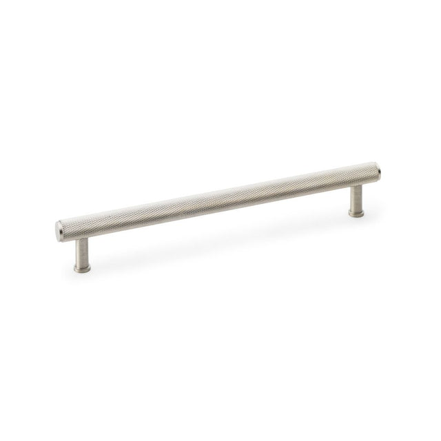 This is an image showing Alexander & Wilks Crispin Knurled T-bar Cupboard Pull Handle - Satin Nickel - Centres 224mm aw809-224-sn available to order from Trade Door Handles in Kendal, quick delivery and discounted prices.