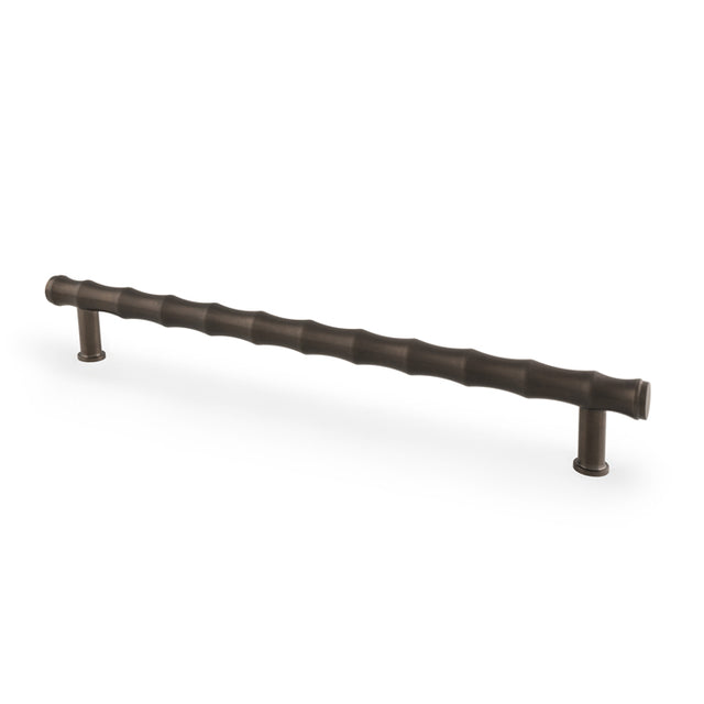 This is an image showing Alexander & Wilks Crispin Bamboo T-bar Cupboard Pull Handle - Dark Bronze PVD - 224mm Centres aw809b-224-dbzpvd available to order from Trade Door Handles in Kendal, quick delivery and discounted prices.