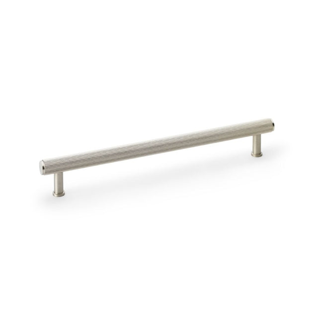 This is an image showing Alexander & Wilks Crispin Reeded T-bar Cupboard Pull Handle - Satin Nickel - 224mm aw809r-224-sn available to order from Trade Door Handles in Kendal, quick delivery and discounted prices.