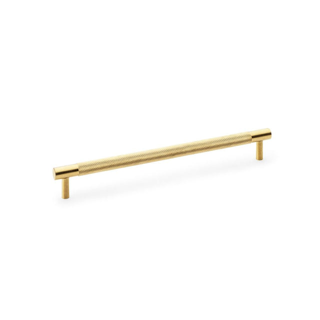 This is an image showing Alexander & Wilks Brunel Knurled T-Bar Cupboard Handle - Satin Brass PVD - Centres 224mm aw810-224-sbpvd available to order from Trade Door Handles in Kendal, quick delivery and discounted prices.