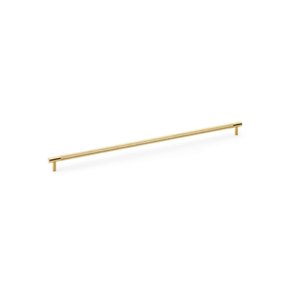 This is an image showing Alexander & Wilks Brunel Knurled T-Bar Cupboard Handle - Satin Brass PVD - Centres 448mm aw810-448-sbpvd available to order from Trade Door Handles in Kendal, quick delivery and discounted prices.