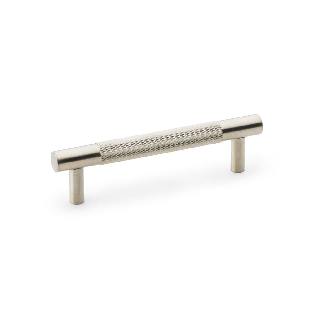 This is an image showing Alexander & Wilks Brunel Knurled T-Bar Cupboard Handle - Satin Nickel - Centres 96mm aw810-96-sn available to order from Trade Door Handles in Kendal, quick delivery and discounted prices.