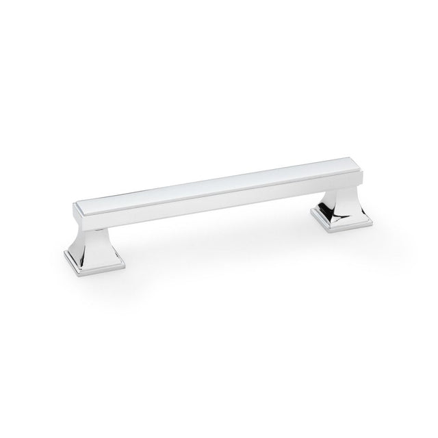 This is an image showing Alexander & Wilks Jesper Square Cabinet Pull Handle - Polished Chrome - Centres 128mm aw813-128-pc available to order from Trade Door Handles in Kendal, quick delivery and discounted prices.