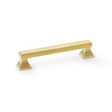 This is an image showing Alexander & Wilks Jesper Square Cabinet Pull Handle - Satin Brass PVD - Centres 128mm aw813-128-sbpvd available to order from Trade Door Handles in Kendal, quick delivery and discounted prices.