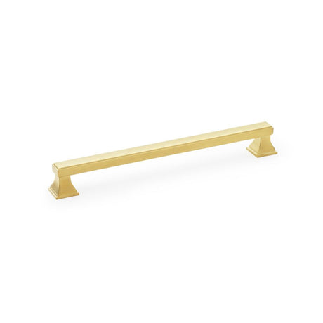 This is an image showing Alexander & Wilks Jesper Square Cabinet Pull Handle - Satin Brass PVD - Centres 224mm aw813-224-sbpvd available to order from Trade Door Handles in Kendal, quick delivery and discounted prices.