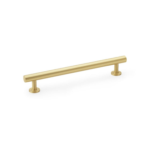 This is an image showing Alexander & Wilks Round T-Bar Cabinet Pull Handle - Satin Brass - Centres 160mm aw814-160-sb available to order from Trade Door Handles in Kendal, quick delivery and discounted prices.