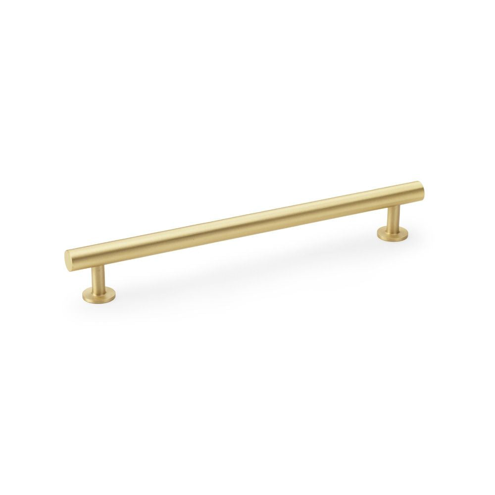 This is an image showing Alexander & Wilks Round T-Bar Cabinet Pull Handle - Satin Brass - Centres 192mm aw814-192-sb available to order from Trade Door Handles in Kendal, quick delivery and discounted prices.