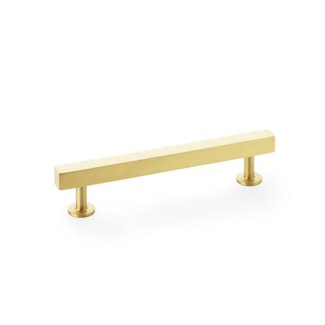 This is an image showing Alexander & Wilks Square T-Bar Cabinet Pull Handle - Satin Brass - Centres 128mm aw815-128-sb available to order from Trade Door Handles in Kendal, quick delivery and discounted prices.