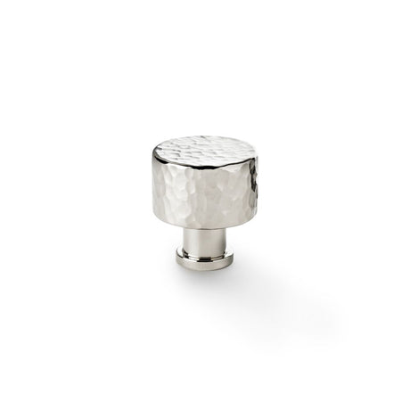 This is an image showing Alexander & Wilks Leila Hammered Cupboard Knob - Polished Nickel - 30mm aw816-30-pn available to order from Trade Door Handles in Kendal, quick delivery and discounted prices.