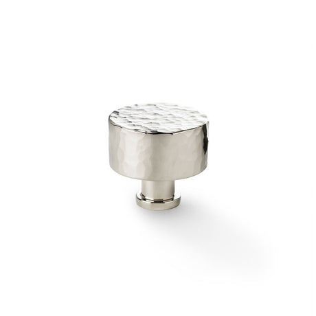 This is an image showing Alexander & Wilks Leila Hammered Cupboard Knob - Polished Nickel - 35mm aw816-35-pn available to order from Trade Door Handles in Kendal, quick delivery and discounted prices.