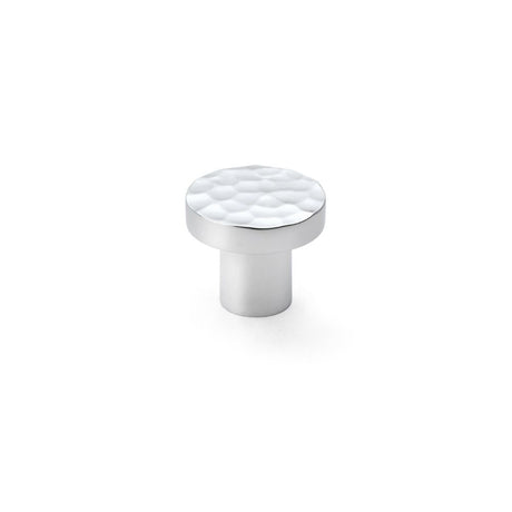 This is an image showing Alexander & Wilks Hanover Hammered Cupboard Knob - Polished Chrome - 30mm aw820-30-pc available to order from Trade Door Handles in Kendal, quick delivery and discounted prices.