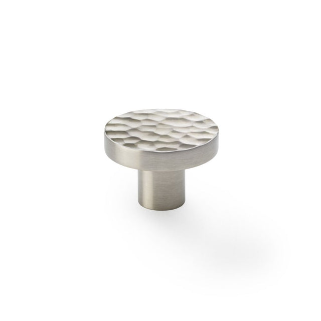 This is an image showing Alexander & Wilks Hanover Hammered Cupboard Knob - Satin Nickel - 38mm aw820-38-sn available to order from Trade Door Handles in Kendal, quick delivery and discounted prices.