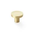 This is an image showing Alexander & Wilks Hanover Plain Cupboard Knob - Satin Brass - Knob 38mm aw821-38-sb available to order from Trade Door Handles in Kendal, quick delivery and discounted prices.