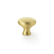 This is an image showing Alexander & Wilks Wade Round Cupboard Knob - Satin Brass - 32mm aw836-32-sb available to order from Trade Door Handles in Kendal, quick delivery and discounted prices.