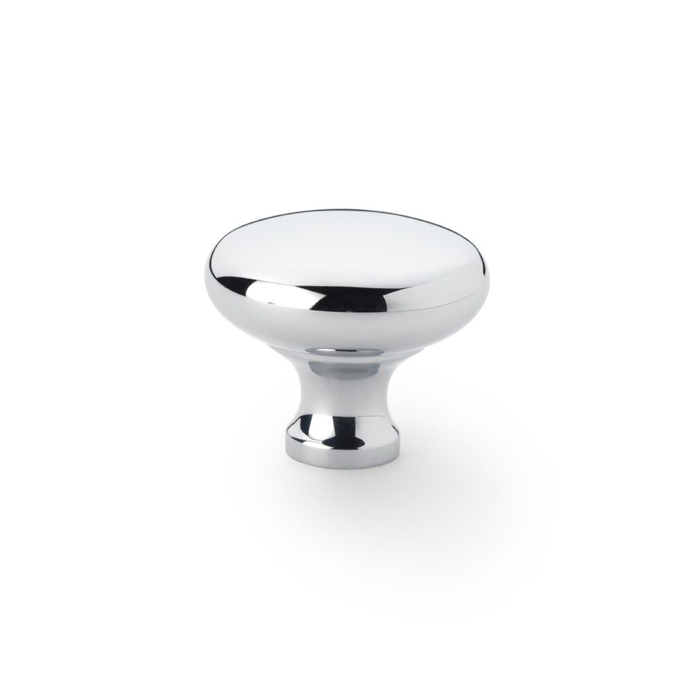 This is an image showing Alexander & Wilks Wade Round Cupboard Knob - Polished Chrome - 38mm aw836-38-pc available to order from Trade Door Handles in Kendal, quick delivery and discounted prices.