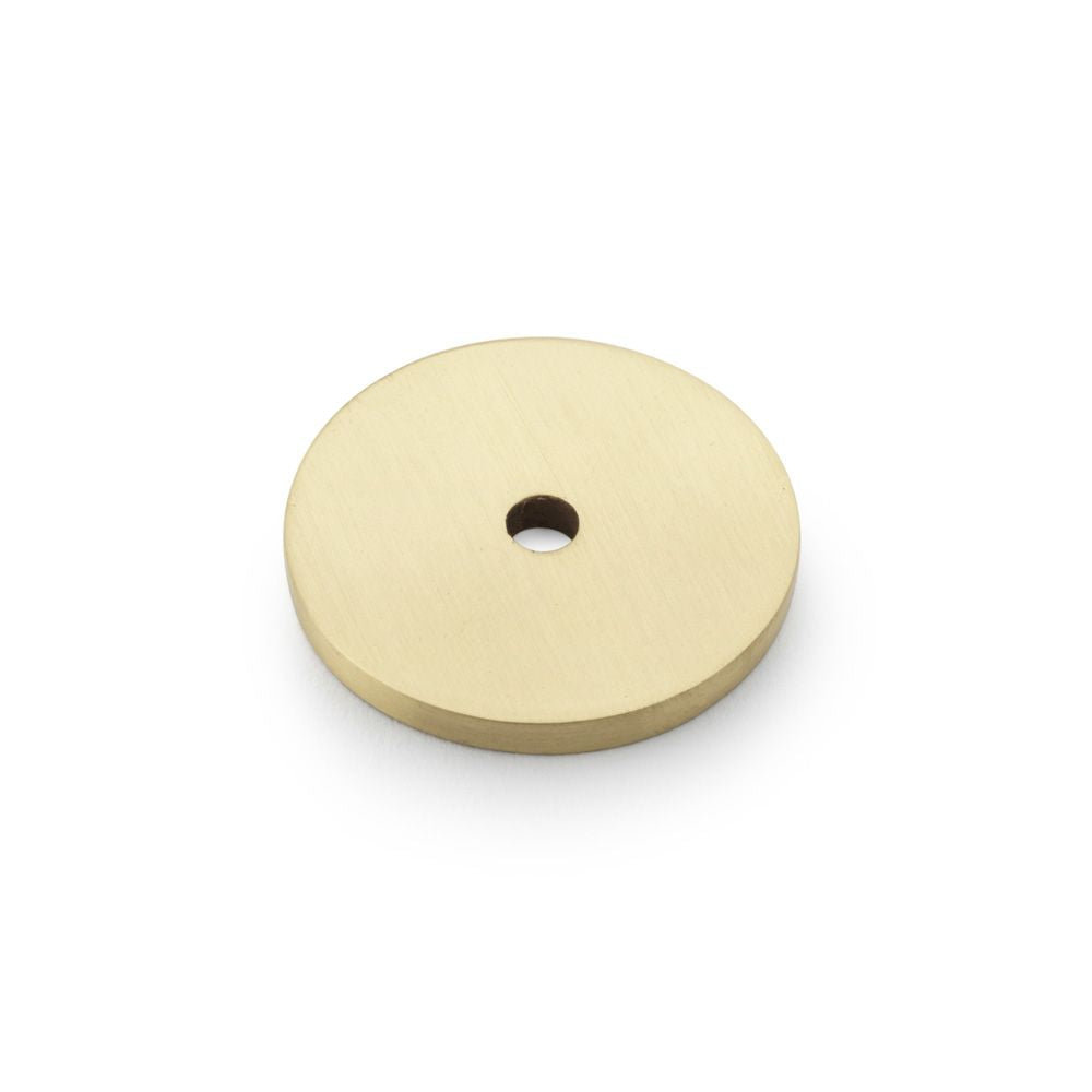 This is an image showing Alexander & Wilks Circular Backplate - Satin Brass - Diameter 30mm aw895-30-sb available to order from Trade Door Handles in Kendal, quick delivery and discounted prices.