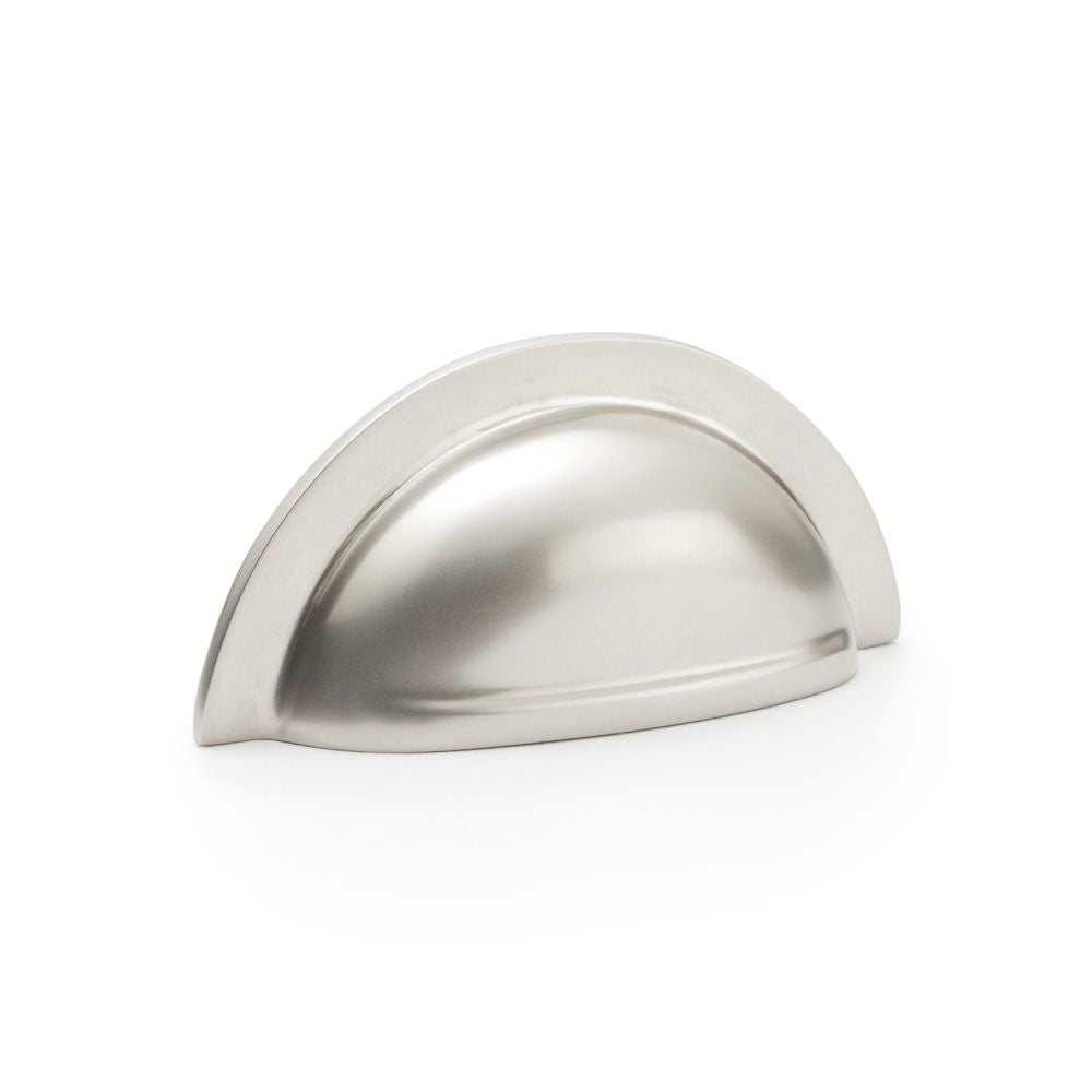 High quality image of Alexander & Wilks Bardom Ridged Cabinet Cup Pull - Satin Nickel | Sku. aw903sn | available to order from Trade Door Handles in Kendal.
