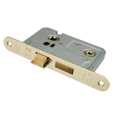 This is an image of a Eurospec - Easi-T Residential Bathroom Lock 65mm Radius - Electro Brassed that is availble to order from Trade Door Handles in Kendal.