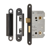 This is an image of a Eurospec - Easi-T Residential Bathroom Lock 65mm - Matt Black that is availble to order from Trade Door Handles in Kendal.