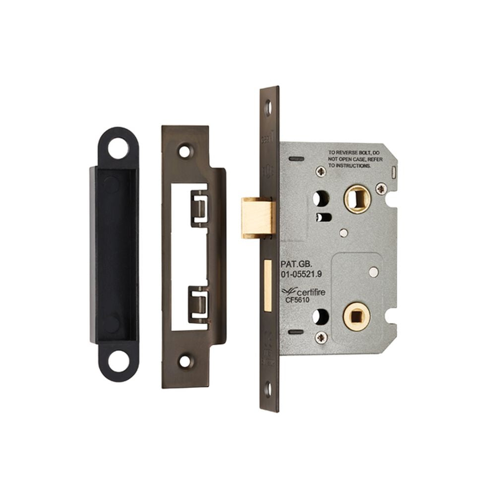 This is an image of a Eurospec - Easi-T Residential Bathroom Lock 65mm - Matt Bronze that is availble to order from Trade Door Handles in Kendal.