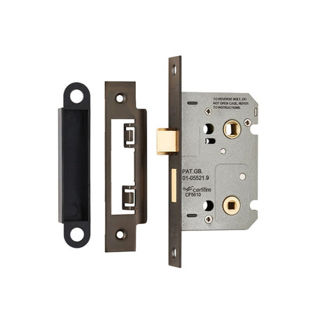 This is an image of a Eurospec - Easi-T Residential Bathroom Lock 65mm - Matt Bronze that is availble to order from Trade Door Handles in Kendal.