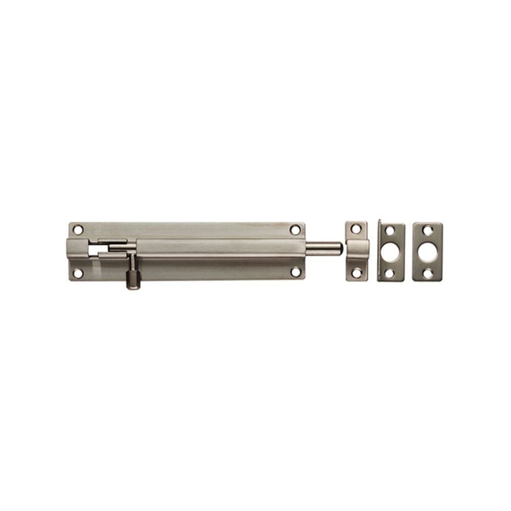 This is an image of a Eurospec - Straight Barrel Bolt - Satin Stainless Steel that is availble to order from Trade Door Handles in Kendal.