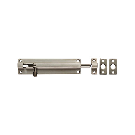 This is an image of a Eurospec - Straight Barrel Bolt - Satin Stainless Steel that is availble to order from Trade Door Handles in Kendal.