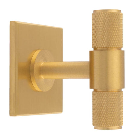 This is an image of a Carlisle Brass - Knurled T-Bar on backplate that is availble to order from Trade Door Handles in Kendal.